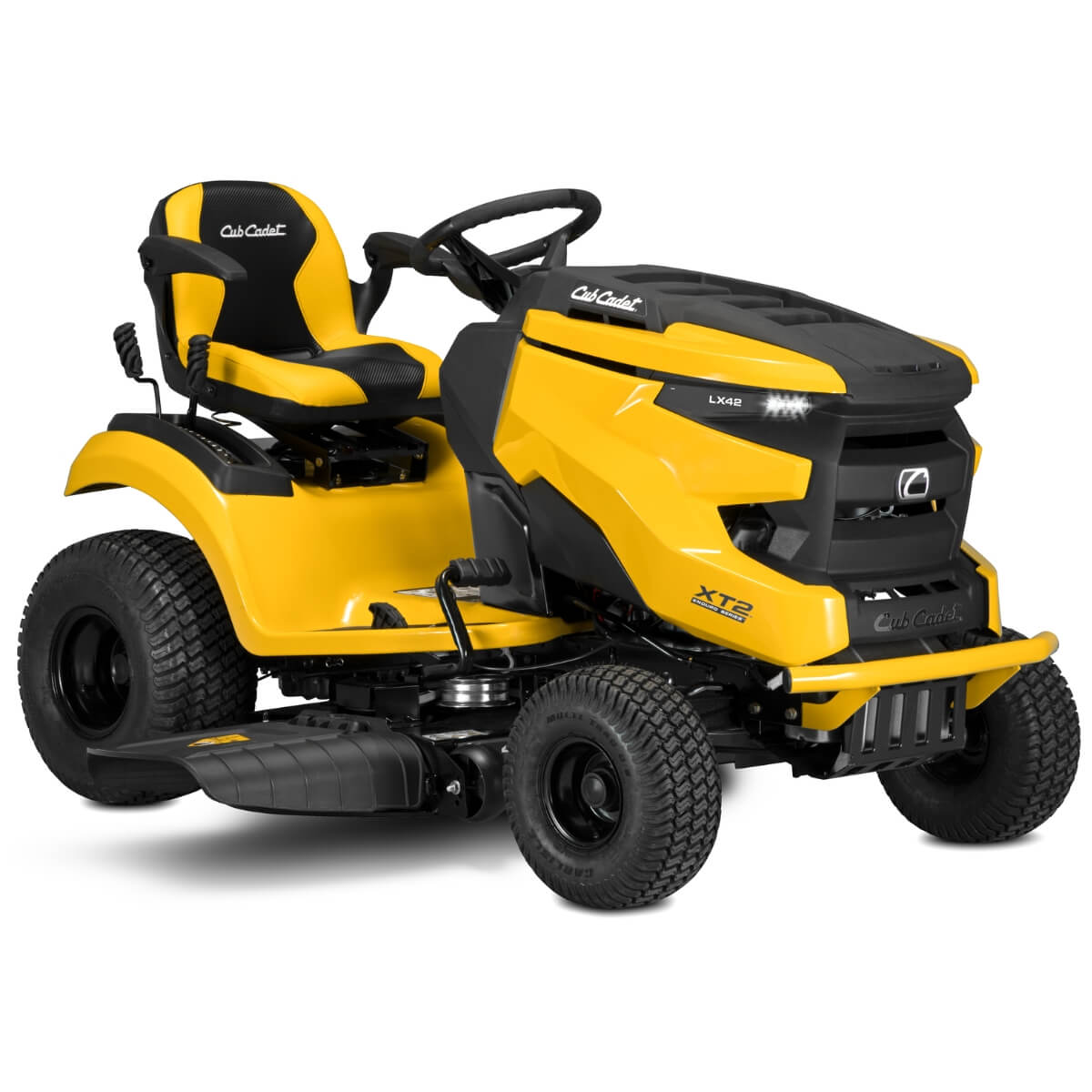 The LX 42 inch wide deck of the XT2 ride on mower by Cub Cadet.