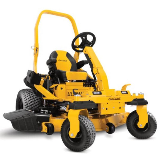 Yellow Cub Cadet ztxs4 54 zero-turn lawn mower on a white background