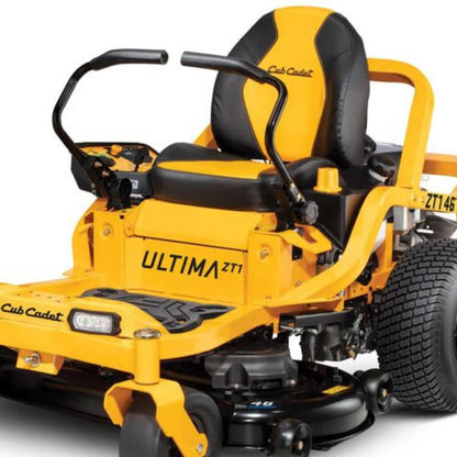 Yellow Cub Cadet zero-turn mower on a white background