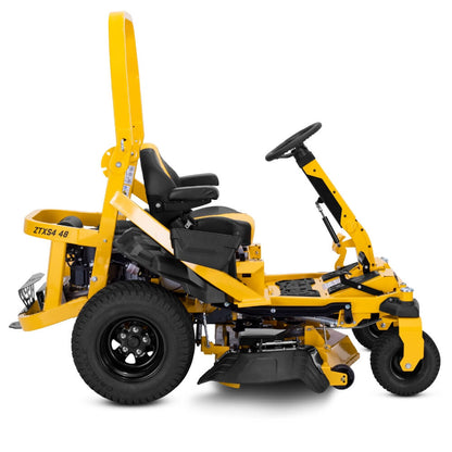 ZTX S4 yellow riding lawn mower on a white background